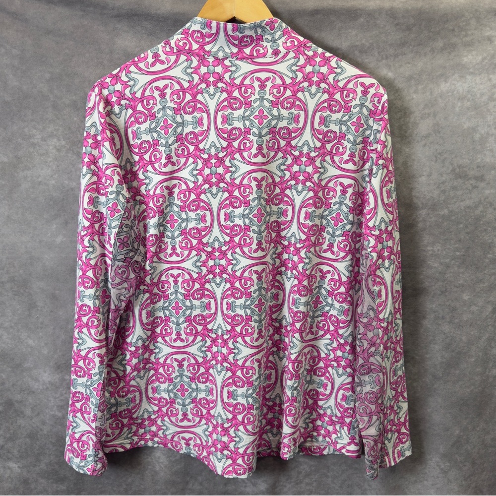 IBKUL ALICE PINK CHARCOAL Long Sleeve Mock Golf Shirt - size XXL - Picture 3 of 3